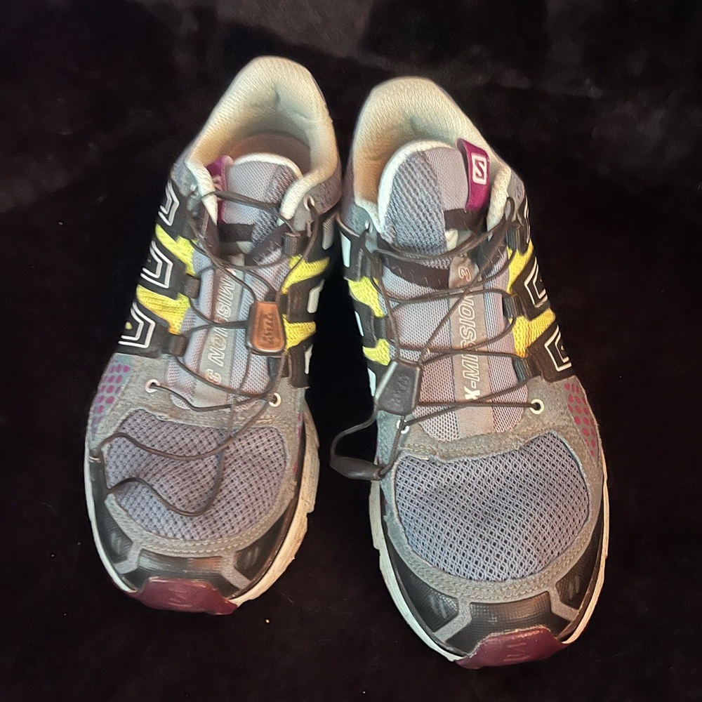 Salomon Gray and Yellow Women's Sneakers - Picture 2 of 5
